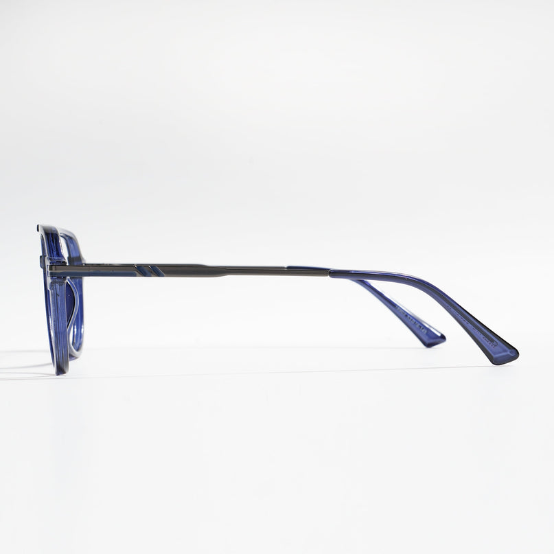 EyeJack Titex Blue & Silver Wayfarer Eyeglasses for Men & Women (18903CL357-C10)