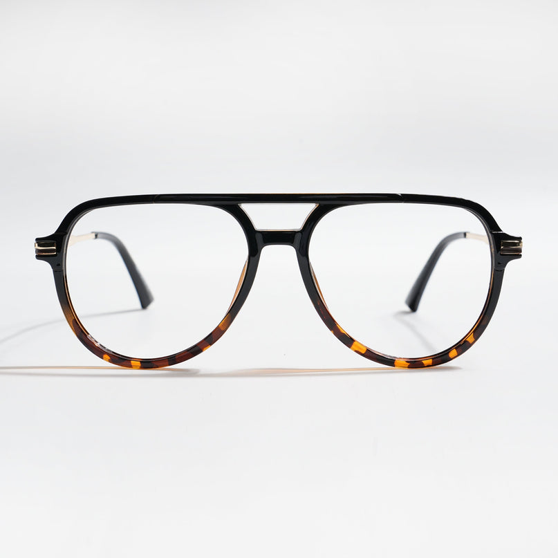 EyeJack Titex Demi Brown & Golden Wayfarer Eyeglasses for Men & Women (18903CL358-C11)