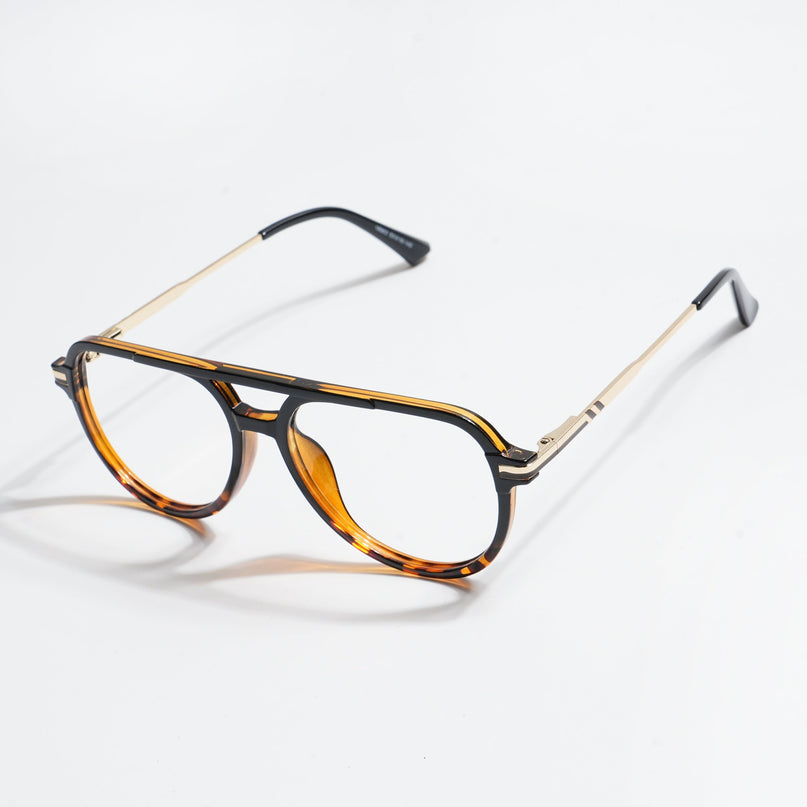 EyeJack Titex Demi Brown & Golden Wayfarer Eyeglasses for Men & Women (18903CL358-C11)