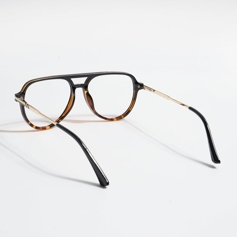 EyeJack Titex Demi Brown & Golden Wayfarer Eyeglasses for Men & Women (18903CL358-C11)