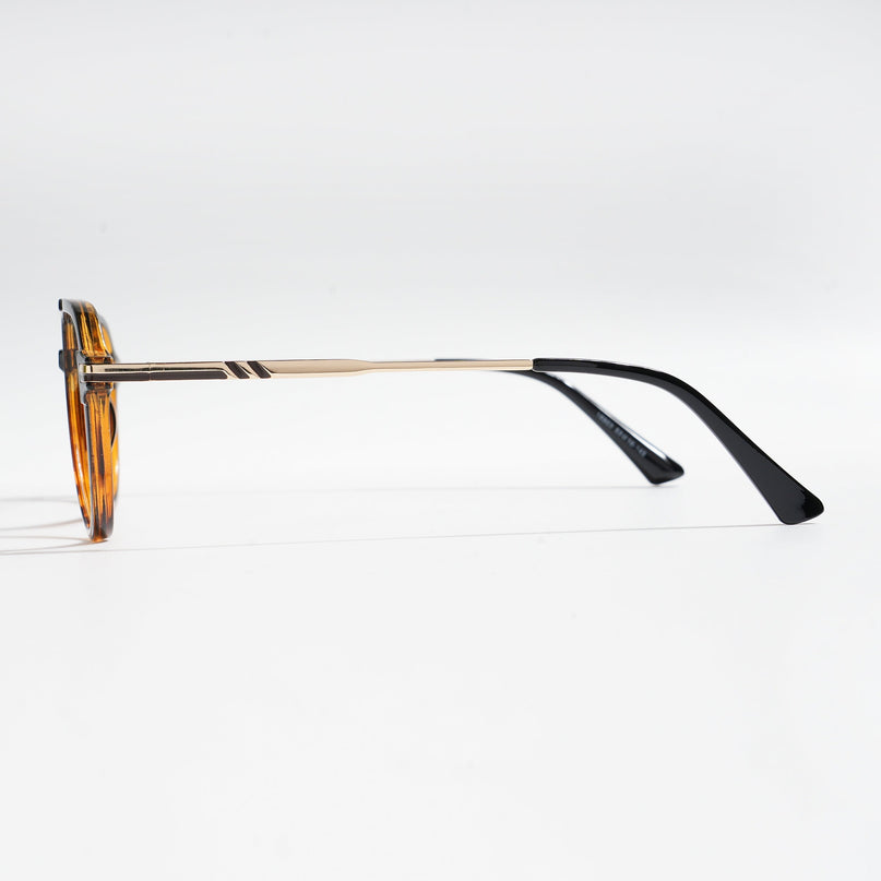 EyeJack Titex Demi Brown & Golden Wayfarer Eyeglasses for Men & Women (18903CL358-C11)