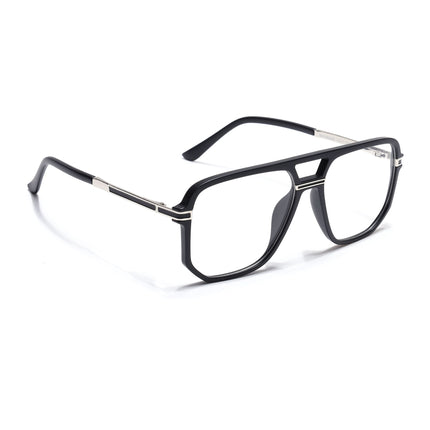 EyeJack Titex Matt Black & Silver Wayfarer Eyeglasses for Men & Women (18904CL270-C1)