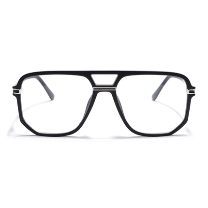 EyeJack Titex Matt Black & Silver Wayfarer Eyeglasses for Men & Women (18904CL270-C1)