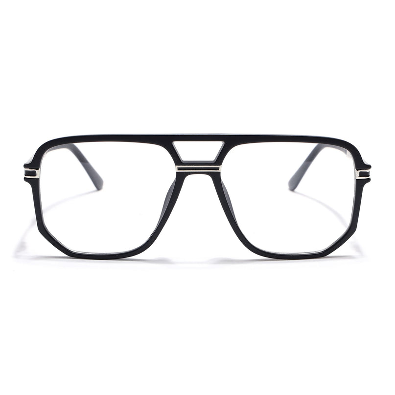 EyeJack Titex Matt Black & Silver Wayfarer Eyeglasses for Men & Women (18904CL270-C1)