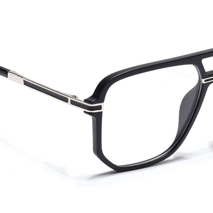 EyeJack Titex Matt Black & Silver Wayfarer Eyeglasses for Men & Women (18904CL270-C1)