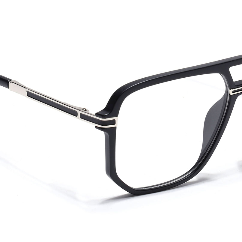 EyeJack Titex Matt Black & Silver Wayfarer Eyeglasses for Men & Women (18904CL270-C1)