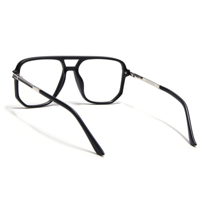 EyeJack Titex Matt Black & Silver Wayfarer Eyeglasses for Men & Women (18904CL270-C1)