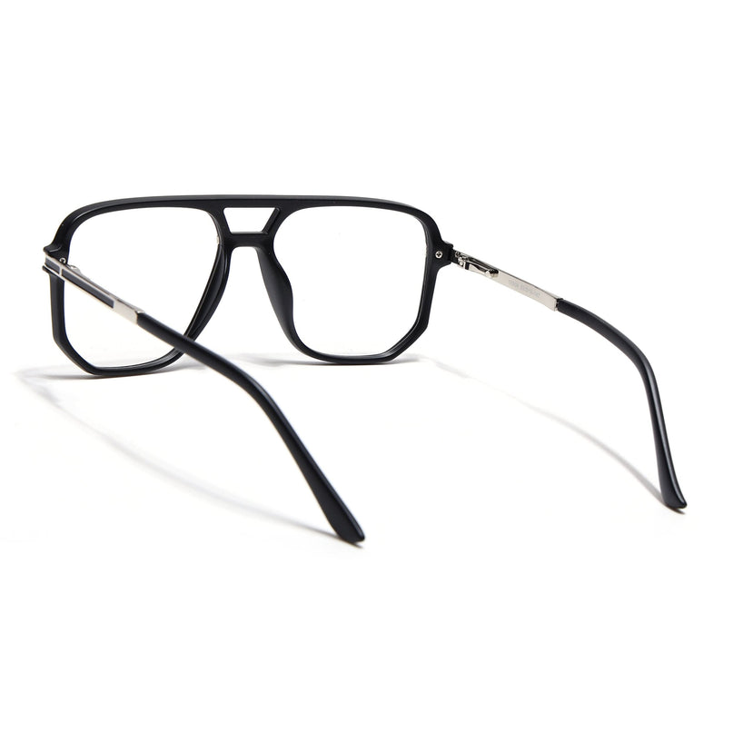 EyeJack Titex Matt Black & Silver Wayfarer Eyeglasses for Men & Women (18904CL270-C1)