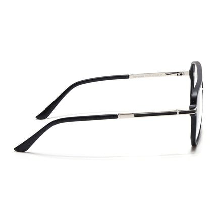 EyeJack Titex Matt Black & Silver Wayfarer Eyeglasses for Men & Women (18904CL270-C1)