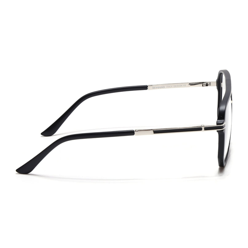 EyeJack Titex Matt Black & Silver Wayfarer Eyeglasses for Men & Women (18904CL270-C1)