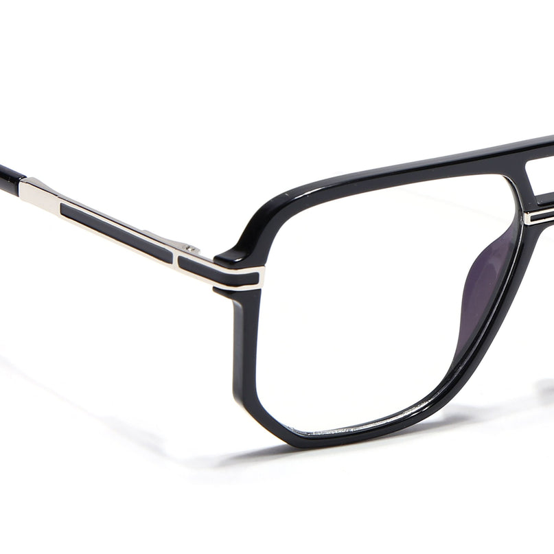 EyeJack Titex Shine Black & Silver Wayfarer Eyeglasses for Men & Women (18904CL271-C2)