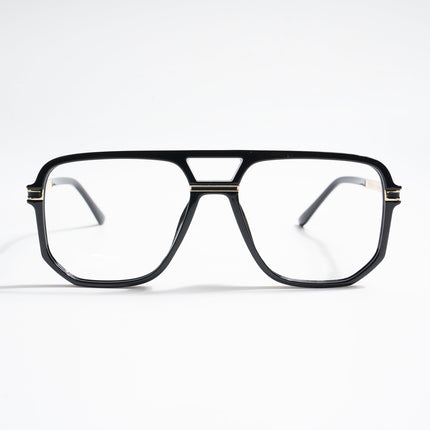 EyeJack Titex Shine Black & Golden Wayfarer Eyeglasses for Men & Women (18904CL272-C3)