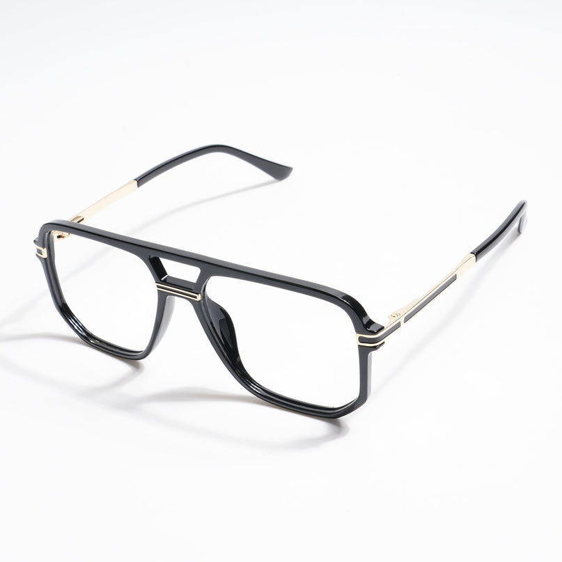 EyeJack Titex Shine Black & Golden Wayfarer Eyeglasses for Men & Women (18904CL272-C3)