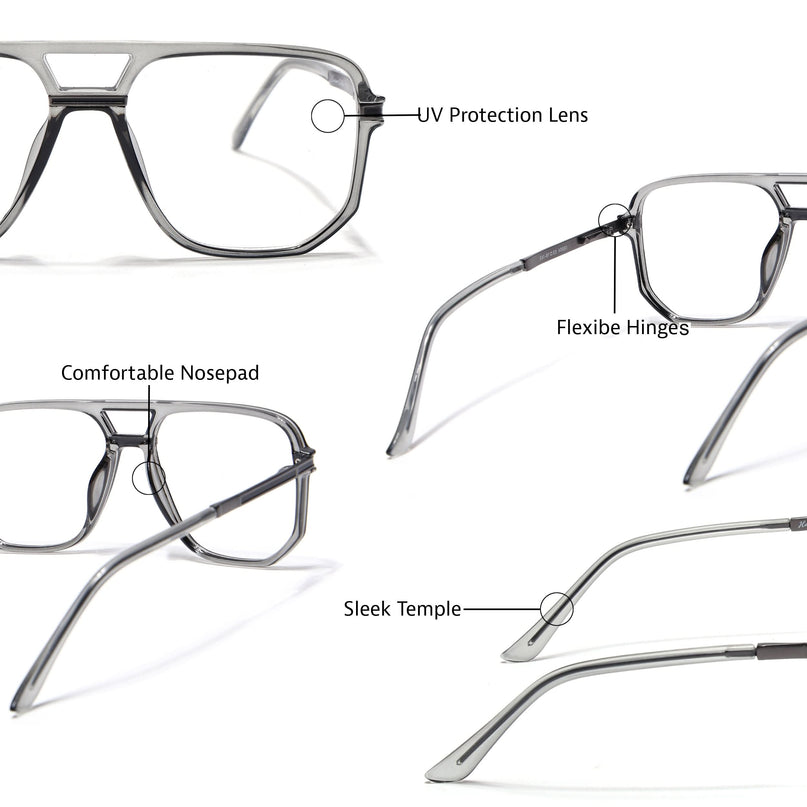 EyeJack Titex Shine Grey Wayfarer Eyeglasses for Men & Women (18904CL274-C5)