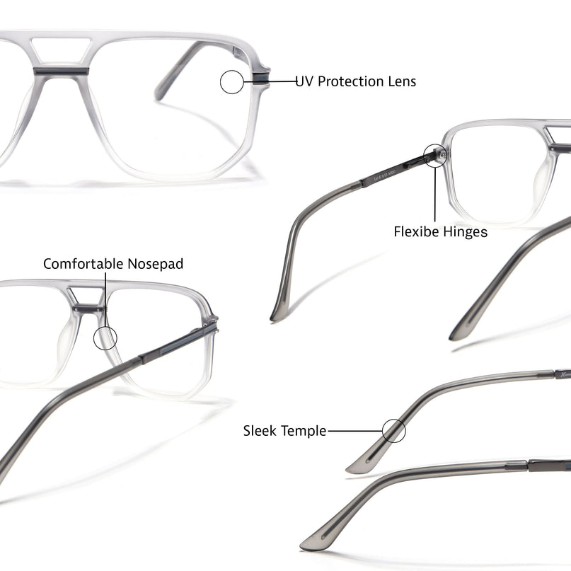 EyeJack Titex Matt Grey Wayfarer Eyeglasses for Men & Women (18904CL275-C6)