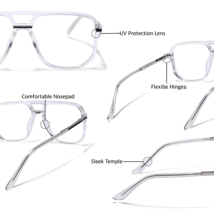 EyeJack Titex Transparent Wayfarer Eyeglasses for Men & Women (18904CL276-C7)