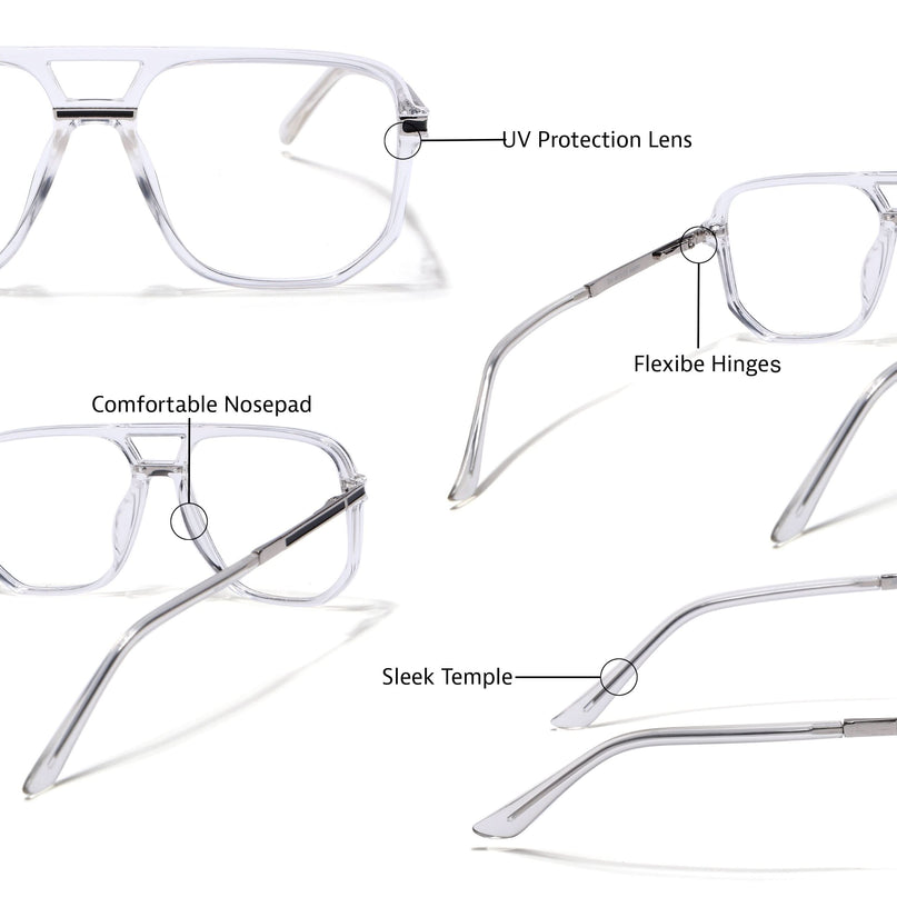 EyeJack Titex Transparent Wayfarer Eyeglasses for Men & Women (18904CL276-C7)