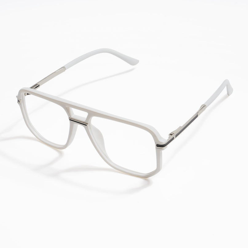 EyeJack Titex White Wayfarer Eyeglasses for Men & Women (18904CL277-C8)