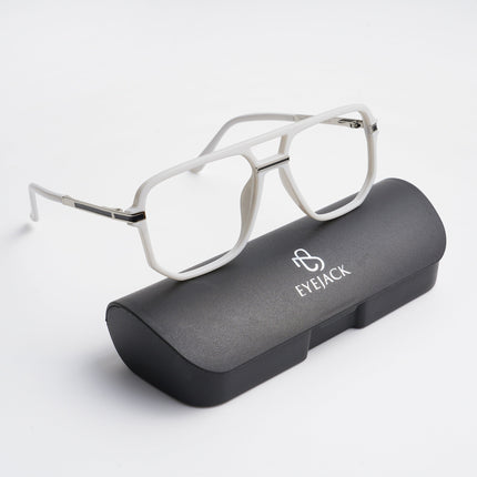 EyeJack Titex White Wayfarer Eyeglasses for Men & Women (18904CL277-C8)