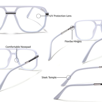 EyeJack Titex White Wayfarer Eyeglasses for Men & Women (18904CL277-C8)