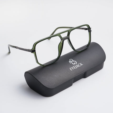 EyeJack Titex Green Wayfarer Eyeglasses for Men & Women (18904CL278-C9)