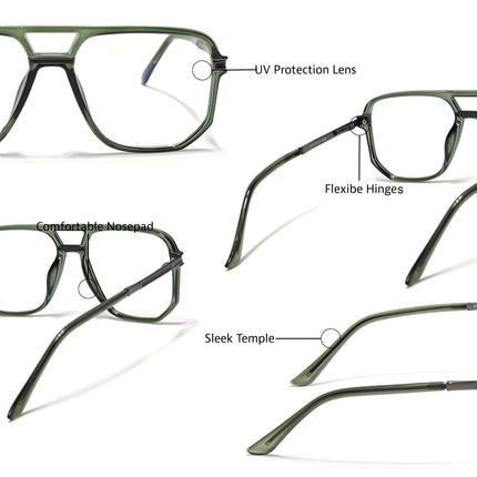 EyeJack Titex Green Wayfarer Eyeglasses for Men & Women (18904CL278-C9)