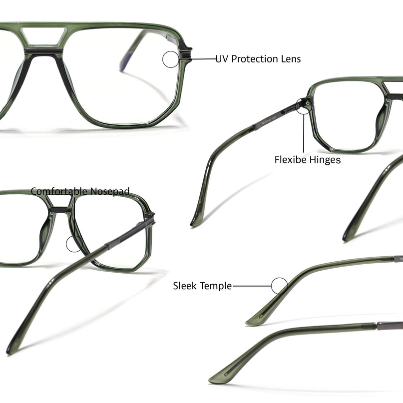 EyeJack Titex Green Wayfarer Eyeglasses for Men & Women (18904CL278-C9)