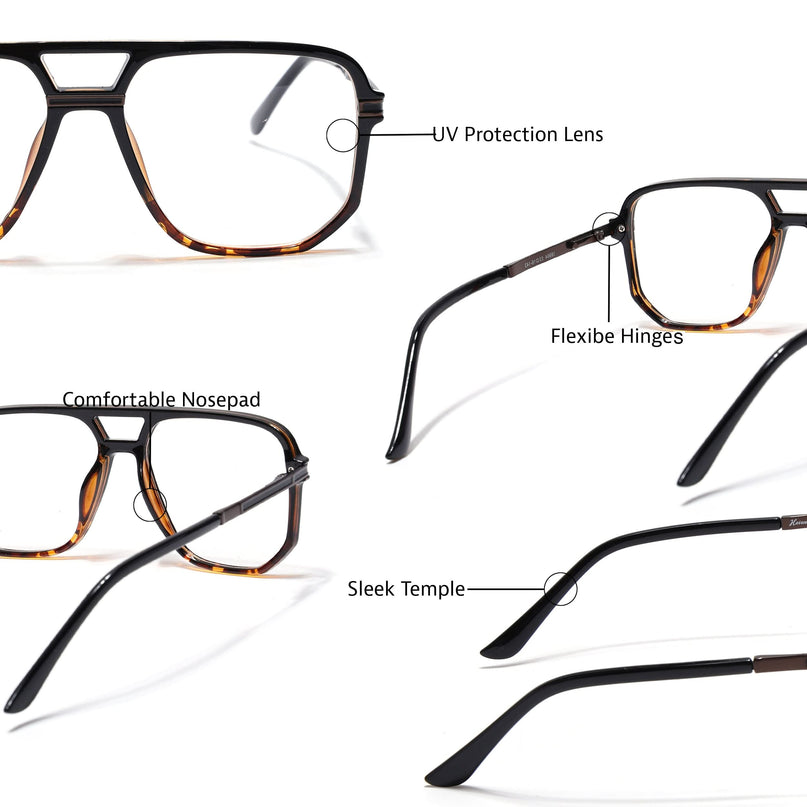 EyeJack Titex Demi Brown Wayfarer Eyeglasses for Men & Women (18904CL280-C11)
