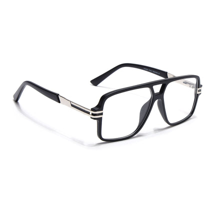 EyeJack Titex Matt Black & Silver Wayfarer Eyeglasses for Men & Women (18905CL281-C1)