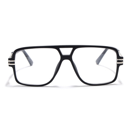 EyeJack Titex Matt Black & Silver Wayfarer Eyeglasses for Men & Women (18905CL281-C1)