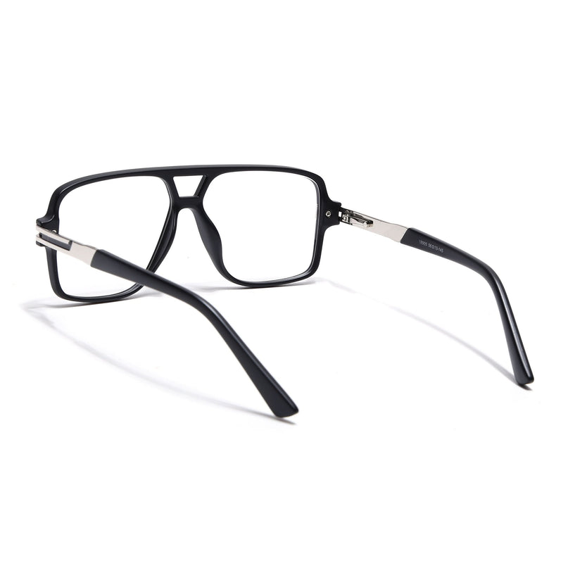 EyeJack Titex Matt Black & Silver Wayfarer Eyeglasses for Men & Women (18905CL281-C1)