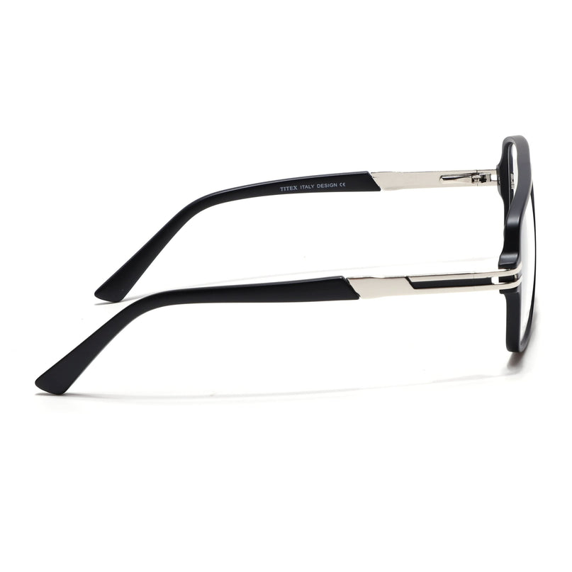 EyeJack Titex Matt Black & Silver Wayfarer Eyeglasses for Men & Women (18905CL281-C1)