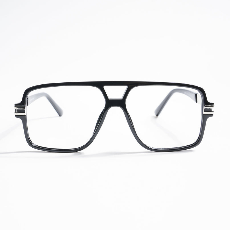 EyeJack Titex Shine Black & Silver Wayfarer Eyeglasses for Men & Women (18905CL282-C2)