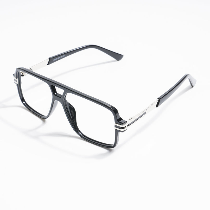 EyeJack Titex Shine Black & Silver Wayfarer Eyeglasses for Men & Women (18905CL282-C2)