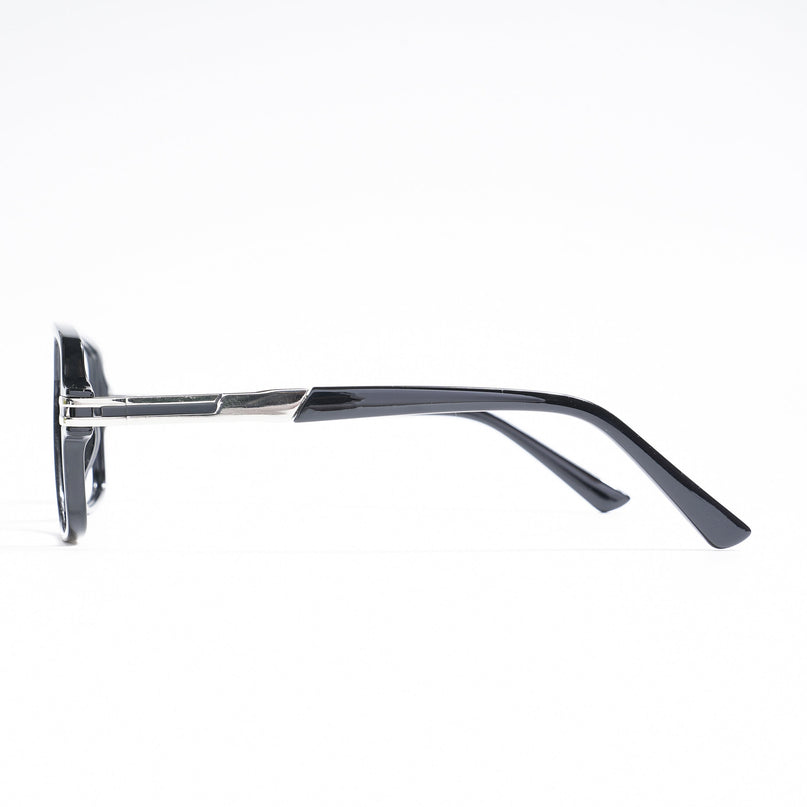 EyeJack Titex Shine Black & Silver Wayfarer Eyeglasses for Men & Women (18905CL282-C2)