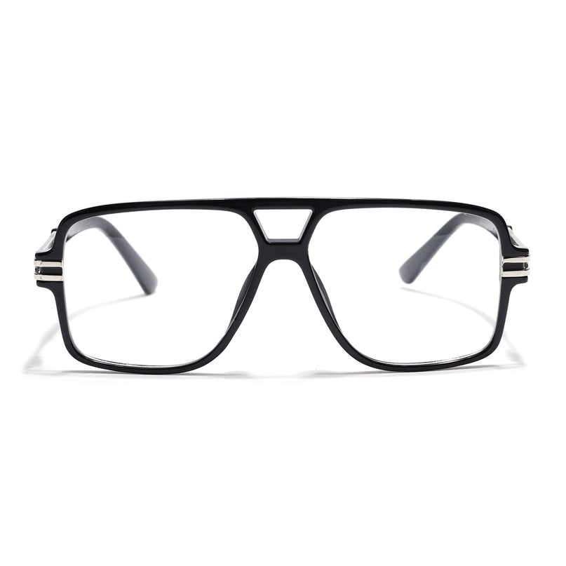 EyeJack Titex Shine Black & Silver Wayfarer Eyeglasses for Men & Women (18905CL282-C2)