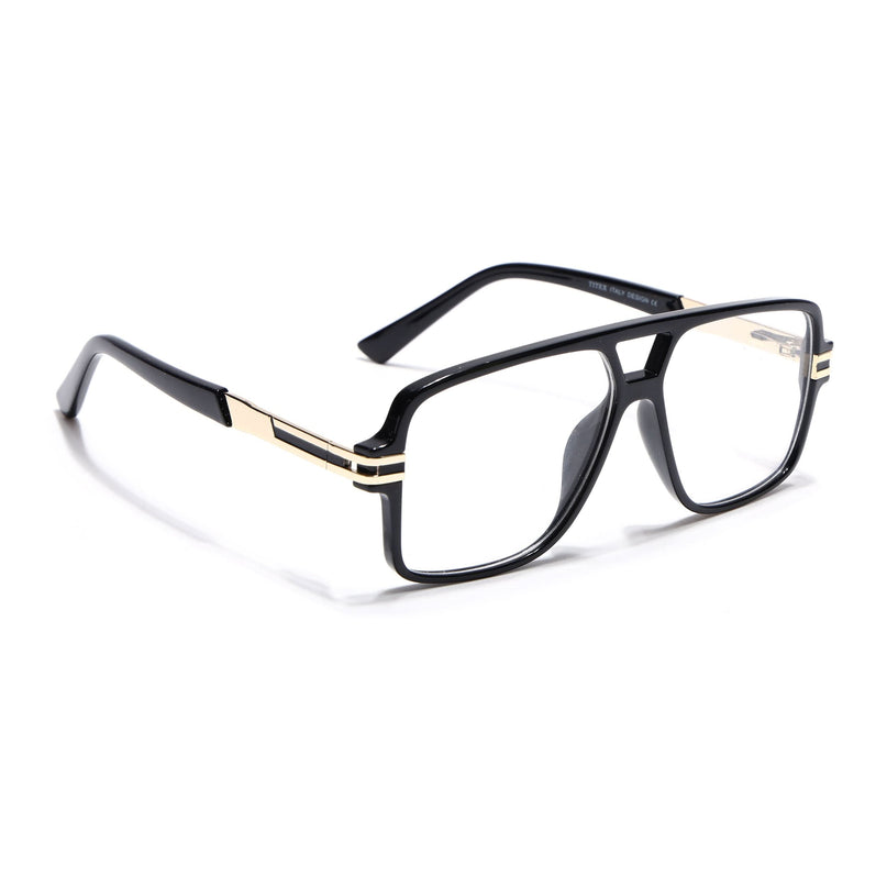EyeJack Titex Shine Black & Golden Wayfarer Eyeglasses for Men & Women (18905CL283-C3)