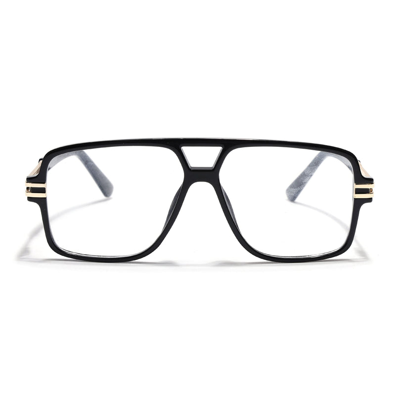 EyeJack Titex Shine Black & Golden Wayfarer Eyeglasses for Men & Women (18905CL283-C3)