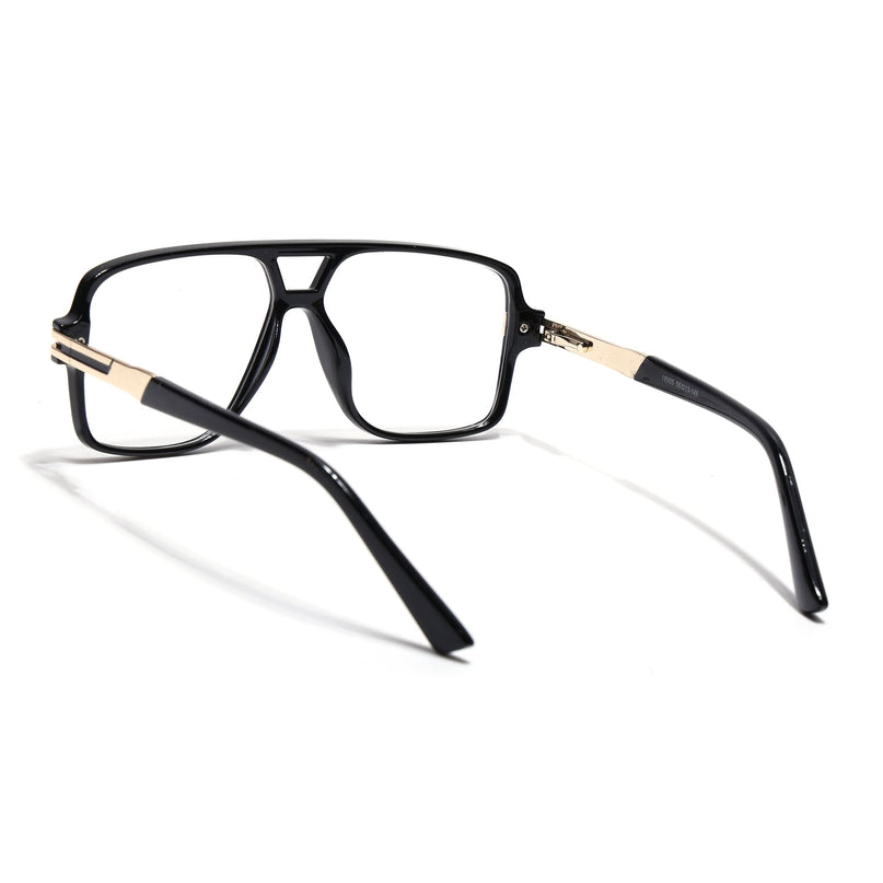 EyeJack Titex Shine Black & Golden Wayfarer Eyeglasses for Men & Women (18905CL283-C3)