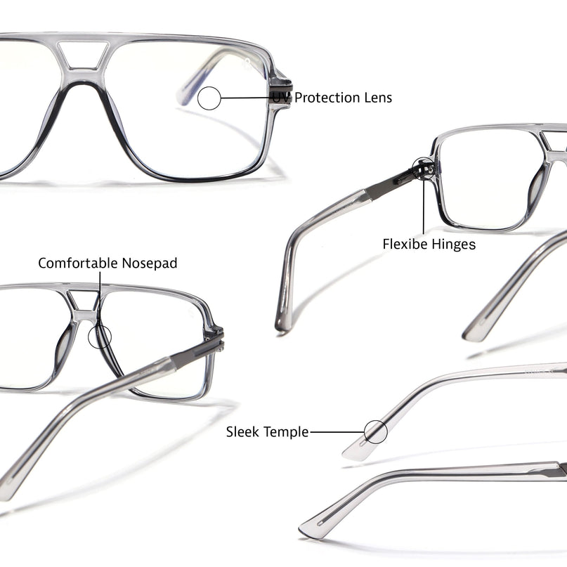 EyeJack Titex Shine Grey Wayfarer Eyeglasses for Men & Women (18905CL285-C5)