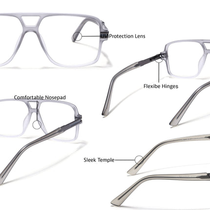 EyeJack Titex Matt Grey Wayfarer Eyeglasses for Men & Women (18905CL286-C6)