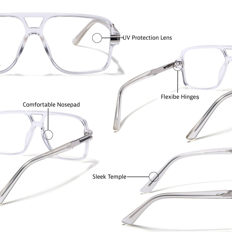 EyeJack Titex Transparent Wayfarer Eyeglasses for Men & Women (18905CL287-C7)