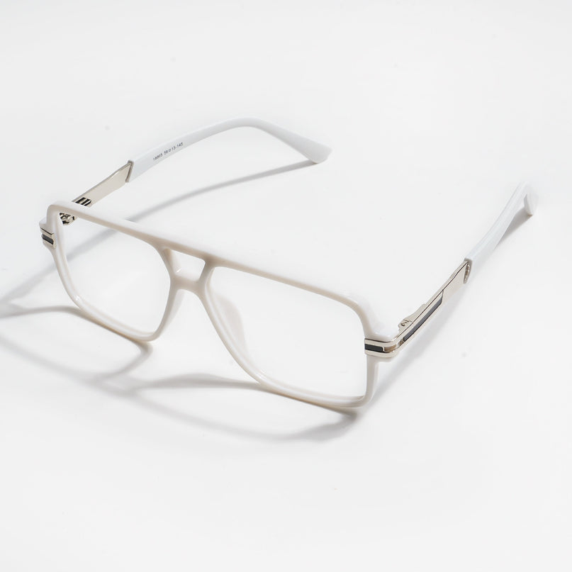 EyeJack Titex White Wayfarer Eyeglasses for Men & Women (18905CL288-C8)