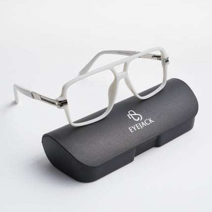 EyeJack Titex White Wayfarer Eyeglasses for Men & Women (18905CL288-C8)