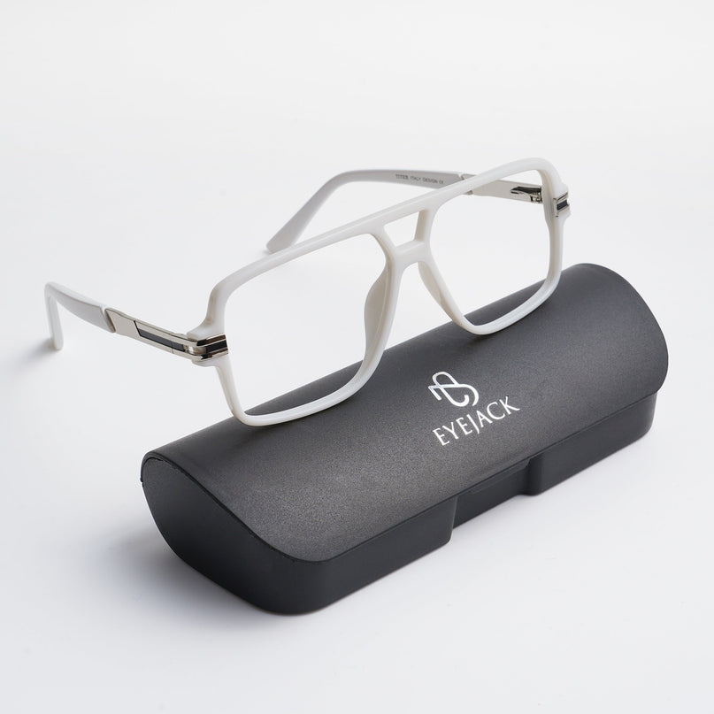 EyeJack Titex White Wayfarer Eyeglasses for Men & Women (18905CL288-C8)