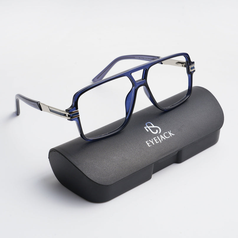 EyeJack Titex Blue Wayfarer Eyeglasses for Men & Women (18905CL290-C10)