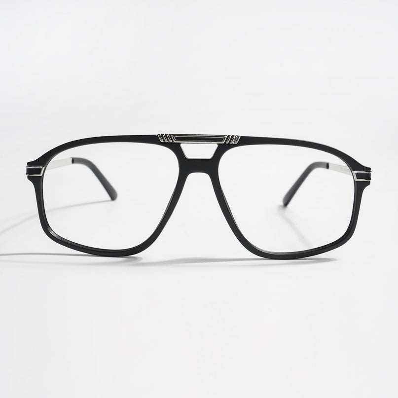 EyeJack Titex Matt Black & Silver Aviator Eyeglasses for Men & Women (18906CL292-C1)