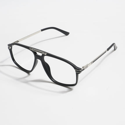 EyeJack Titex Matt Black & Silver Aviator Eyeglasses for Men & Women (18906CL292-C1)