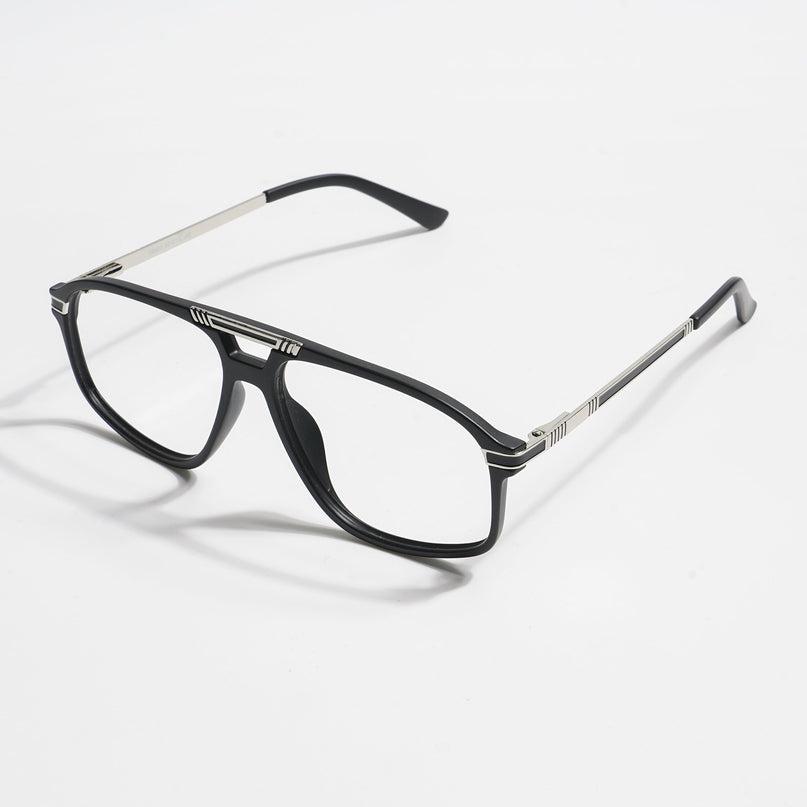EyeJack Titex Matt Black & Silver Aviator Eyeglasses for Men & Women (18906CL292-C1)