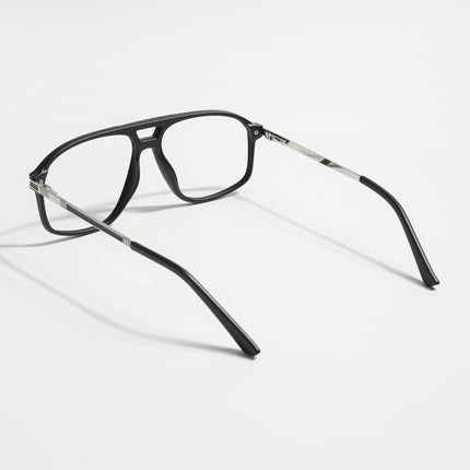 EyeJack Titex Matt Black & Silver Aviator Eyeglasses for Men & Women (18906CL292-C1)